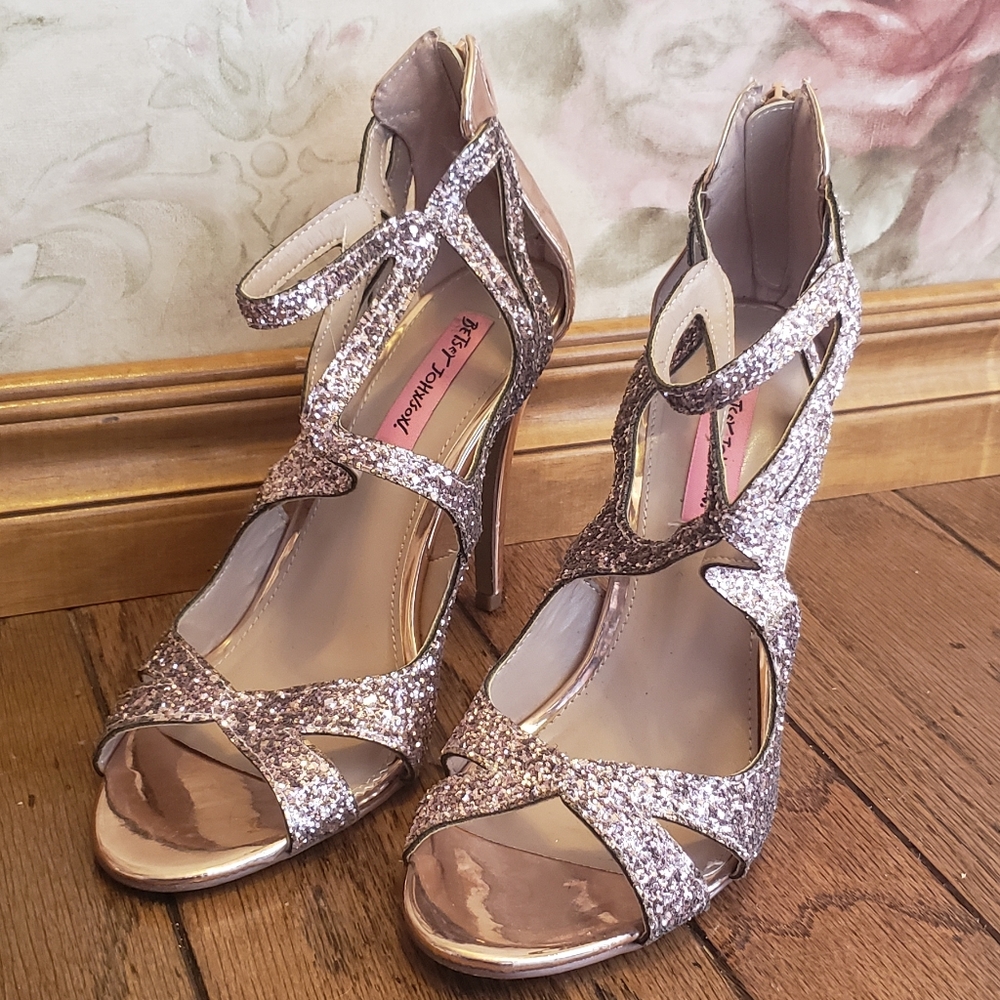Betsy Johnson Pink Glitter Stiletto Heels